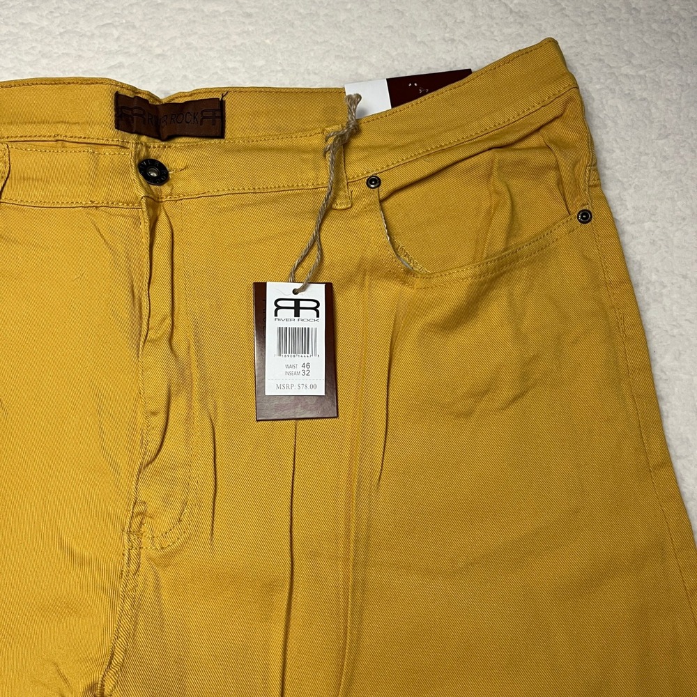 River‎ Rock Pants Mens 46 Mustard Yellow RRB603 Straight Leg Stretch Cotton NWT